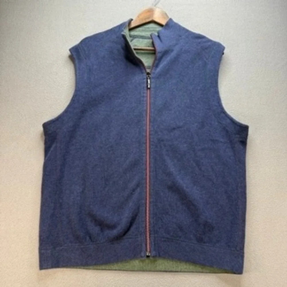 Tommy Bahama Vest Reversible Full Zip Mock Neck Regular Fit XL Casual Golf Mens